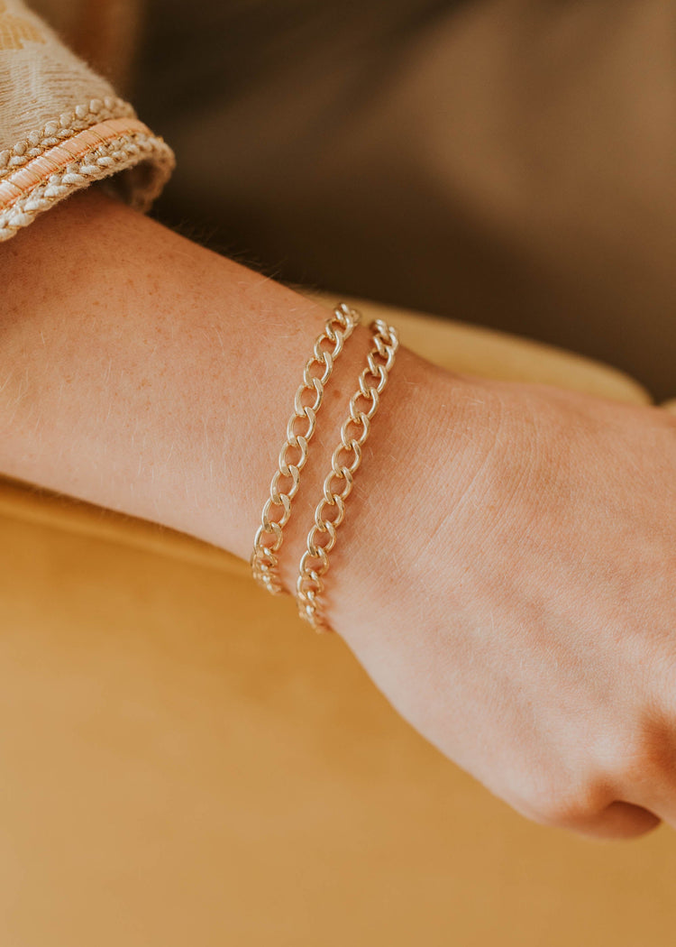 Hello Adorn model wearing double Dylan Bracelets for a bold statement