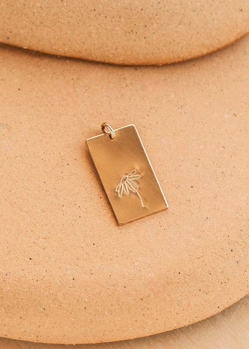 Birth Flower Rectangle Pendant