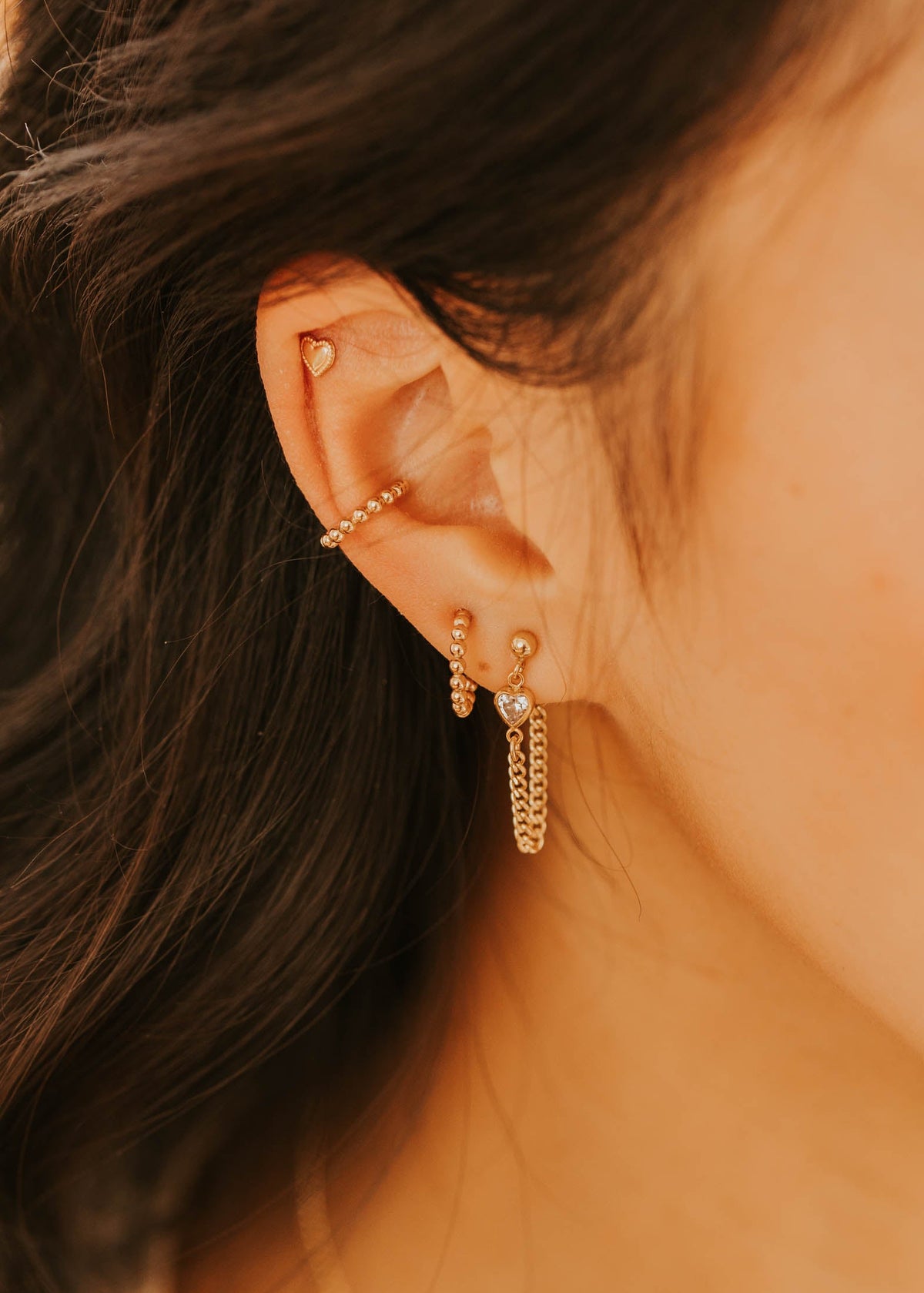 Beaded Huggie Hoops