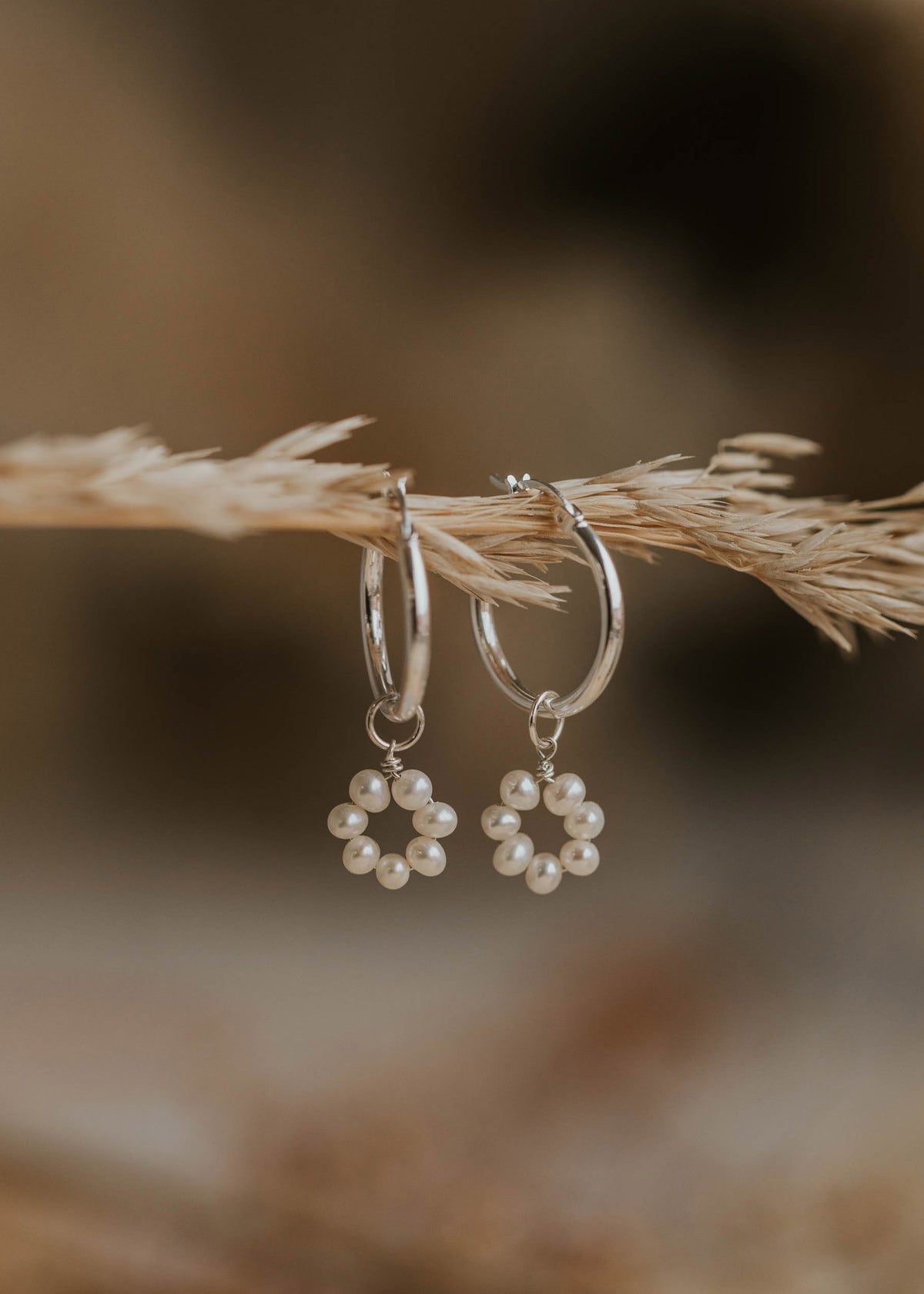 hanging set of pearl hoop earrings charms