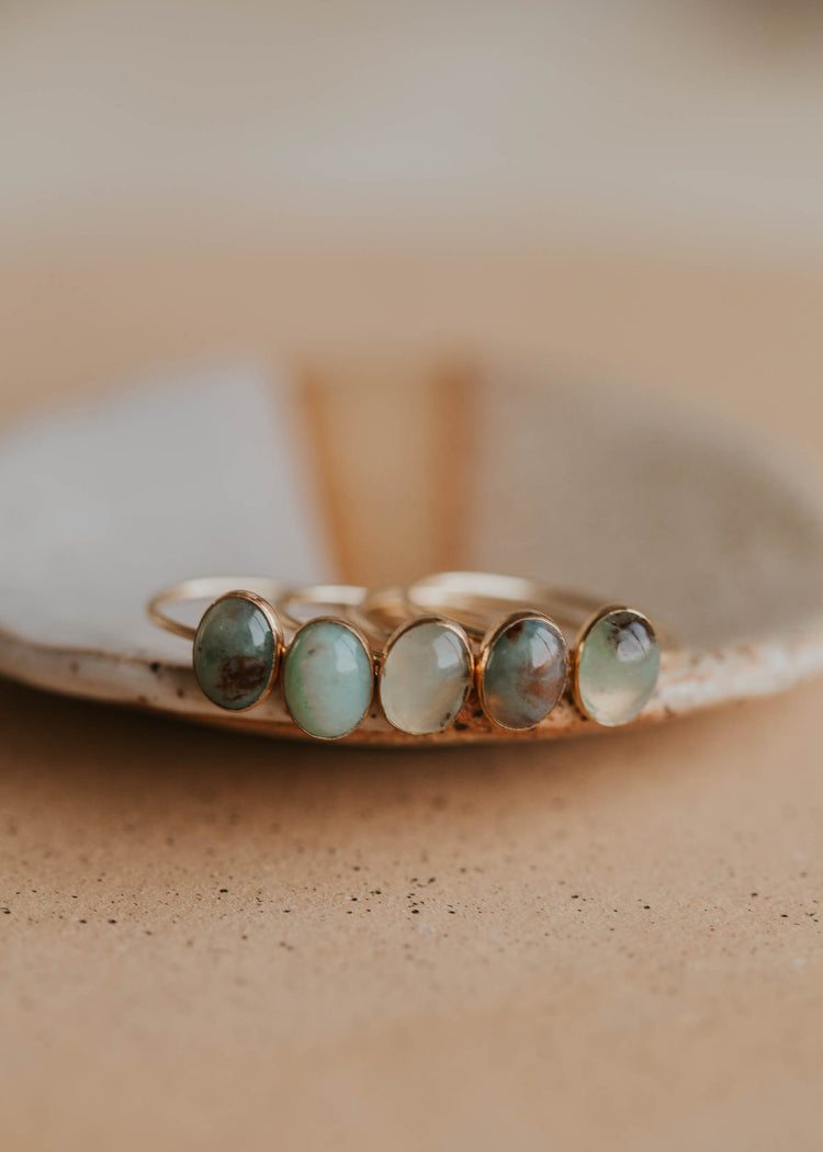 chalcedony gemstone ring 14kt gold fill