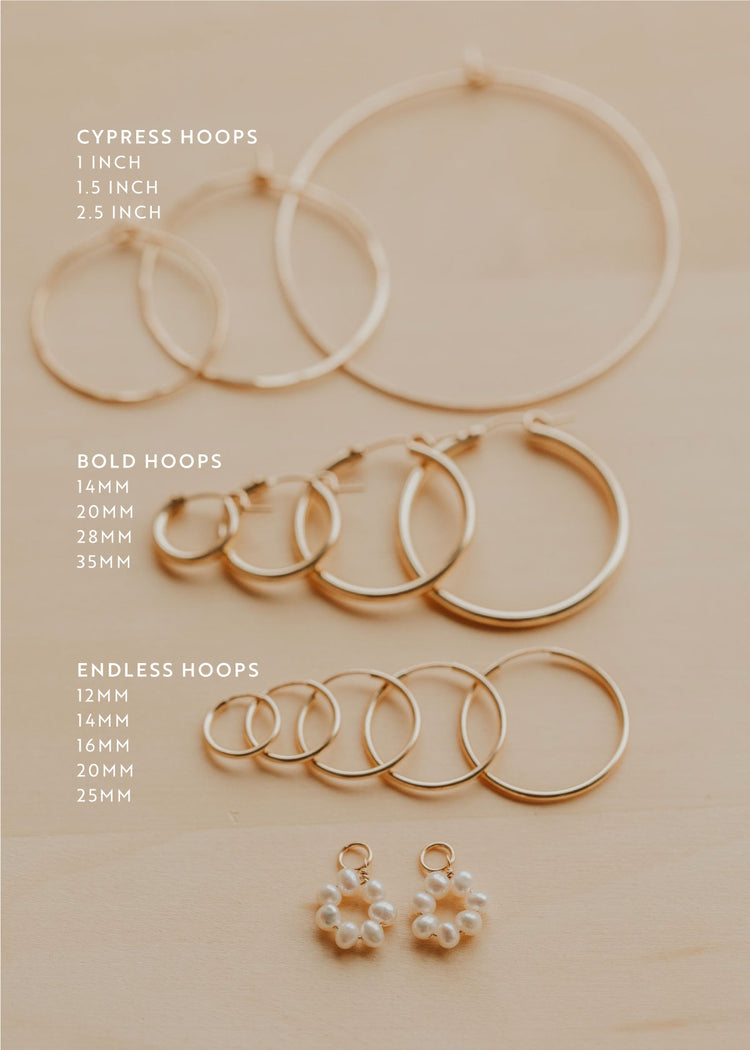 pearl hoops and all size options