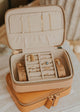 A filled jewelry case from Hello Adorn showing how to pack the best jewelry travel case with all your jewelry.