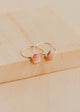 14K Gold Fill and Sterling Silver Rosalie Ring by Hello Adorn - two pink stone rings side by side on wood surface