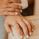 Gold Tenny-Tiny Band perfect for stacking rings By Hello Adorn styled with Confetti Ring, Beaded Ring to create a ring stack.