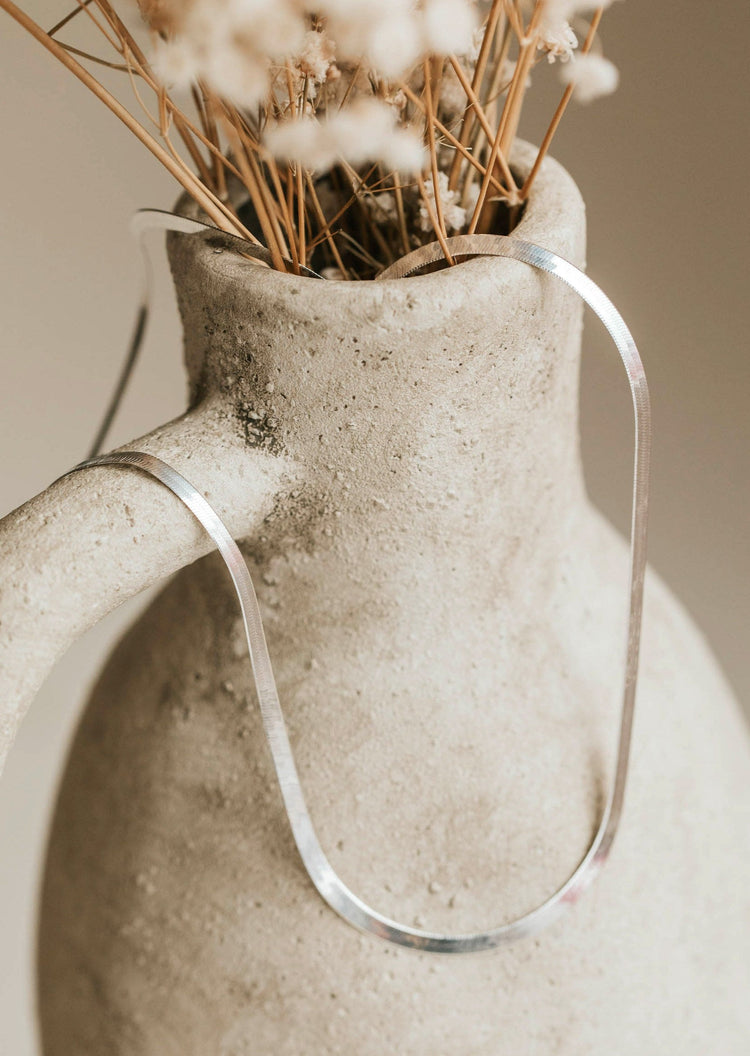 zara chain silver layering necklace in vase