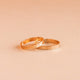 Two gold rings on a beige background