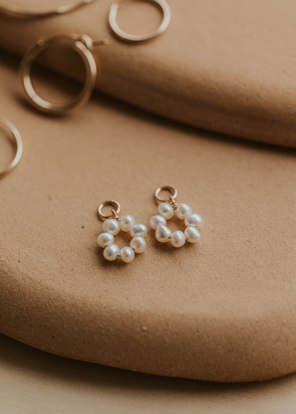 hoop pearl earrings daisy circle pearls