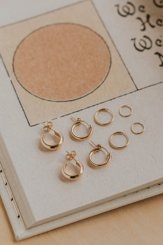 Hoop Earrings Set - Gold