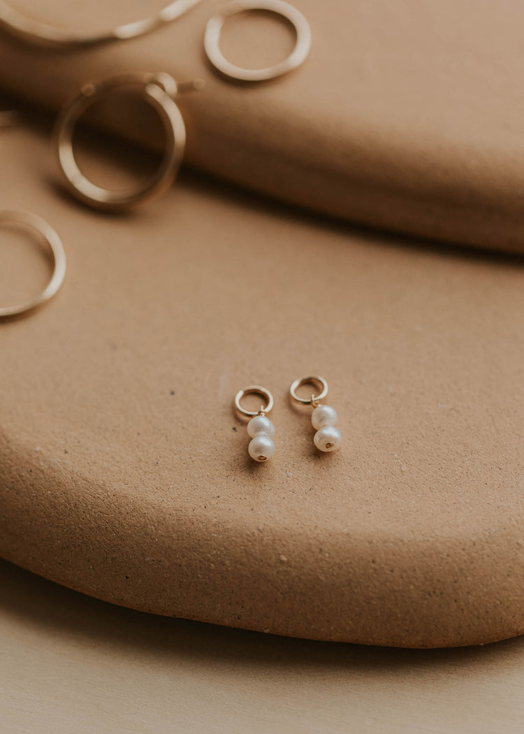 double pearl charms for hoop earrings