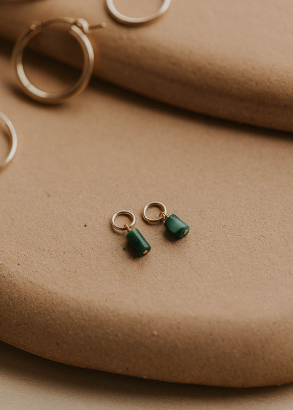 stormy green gemstone hoop earring