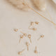 Herkimer diamonds created into stud earrings by Hello Adorn shown in 14k gold fill.