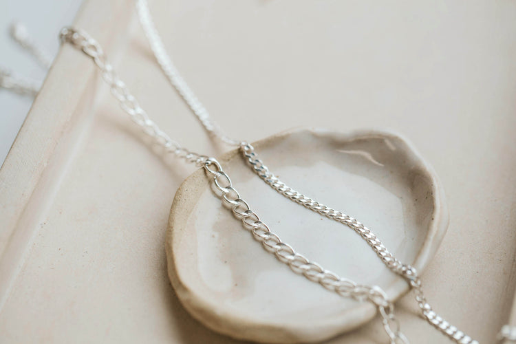 Bold Sterling Silver necklaces with a curb chain link design.
