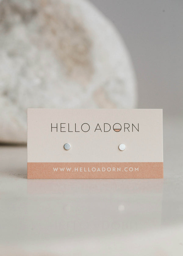 Sterling silver tiny stud earrings by Hello Adorn.